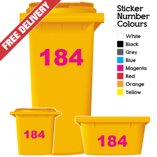 Wheelie Bin Sticker Numbers Just Numbers Style (Pack Of 3)